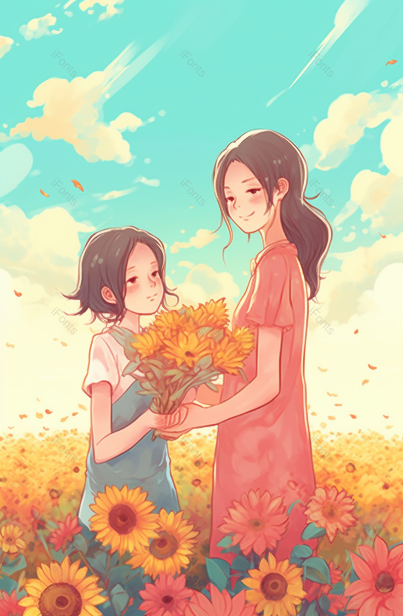 感恩母亲节送花妈妈手绘水彩画,插画/手绘图,插画/手绘图库,插画/手绘图下载,插画/手绘